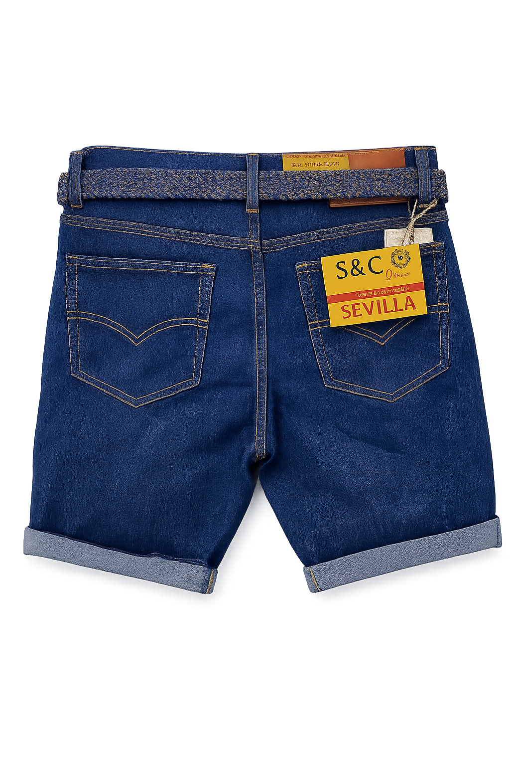 Bermuda denim S&C con cinturón trenzado