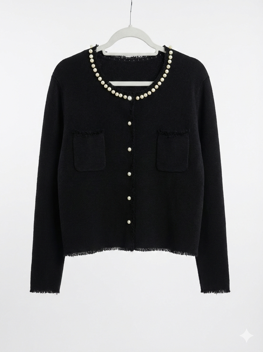 Chaqueta de punto perlas