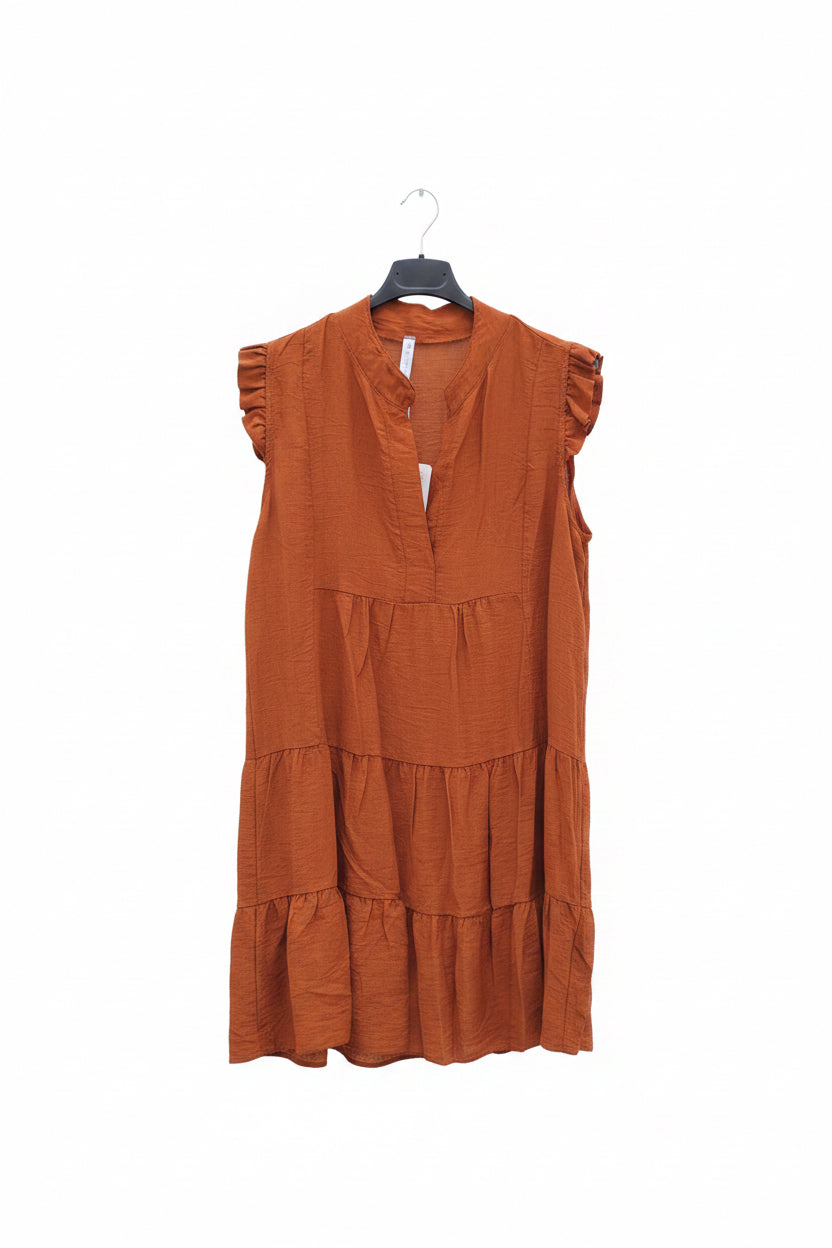 Vestido de manga corta volantes