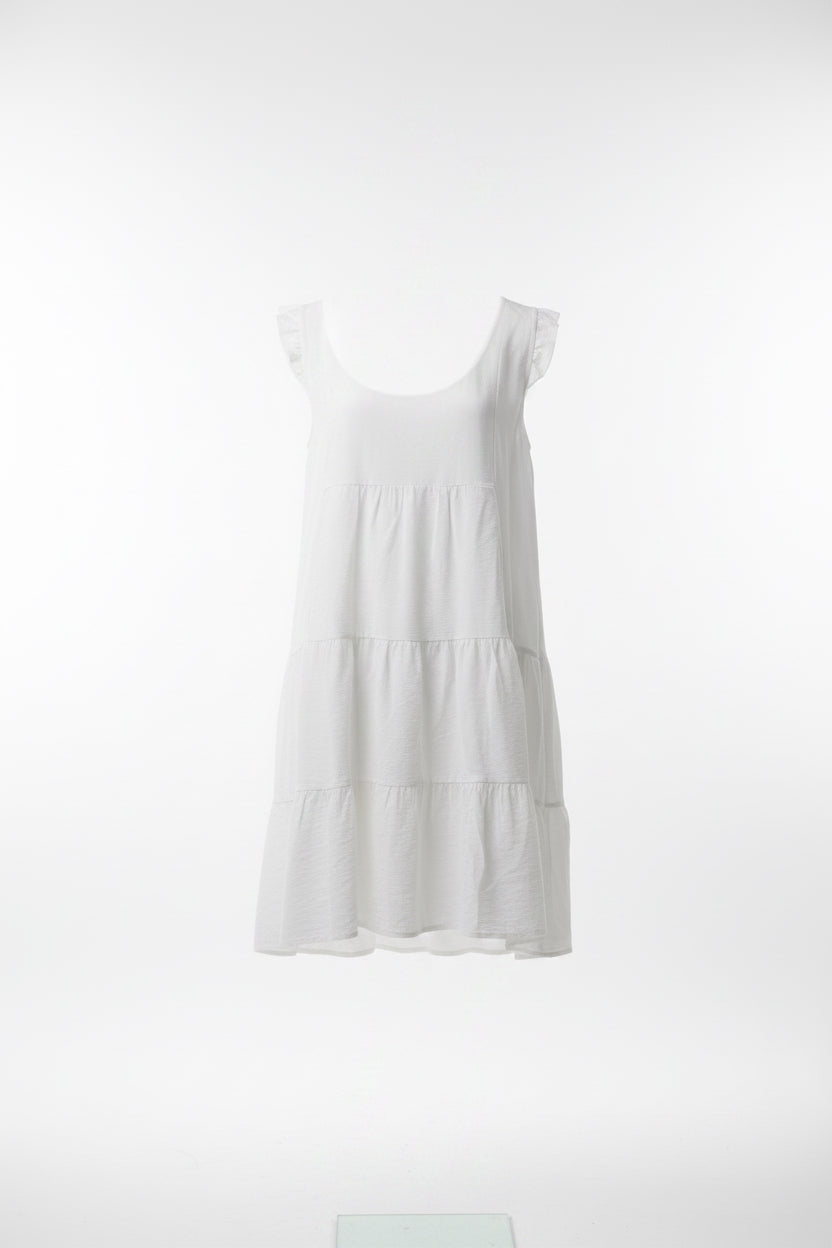 Vestido de manga corta volantes