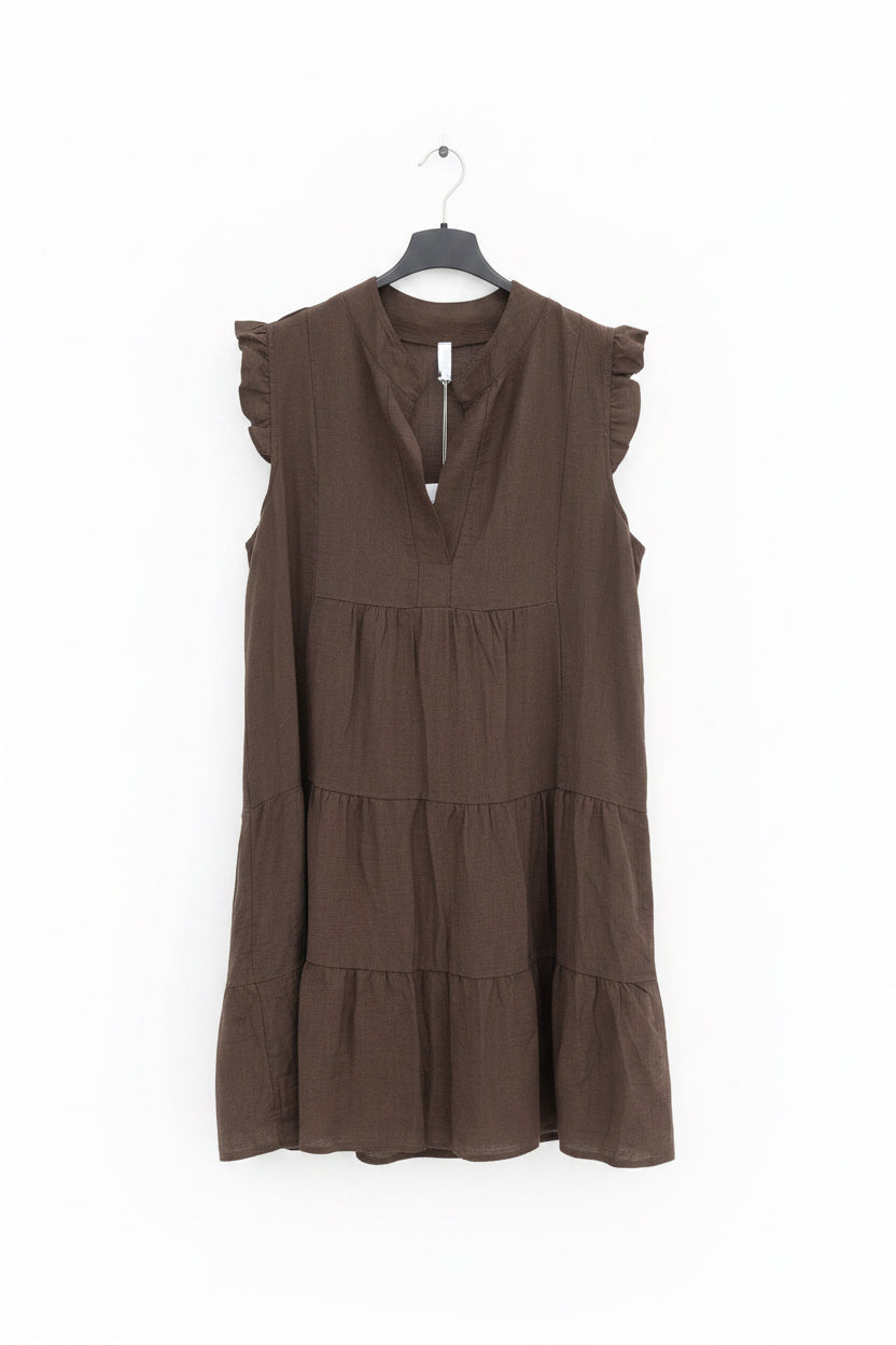 Vestido de manga corta volantes