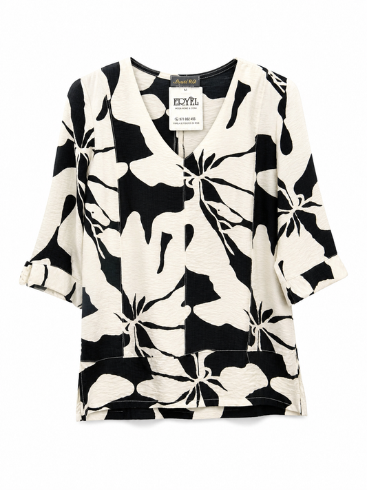 Blusa estampada blanco y negro