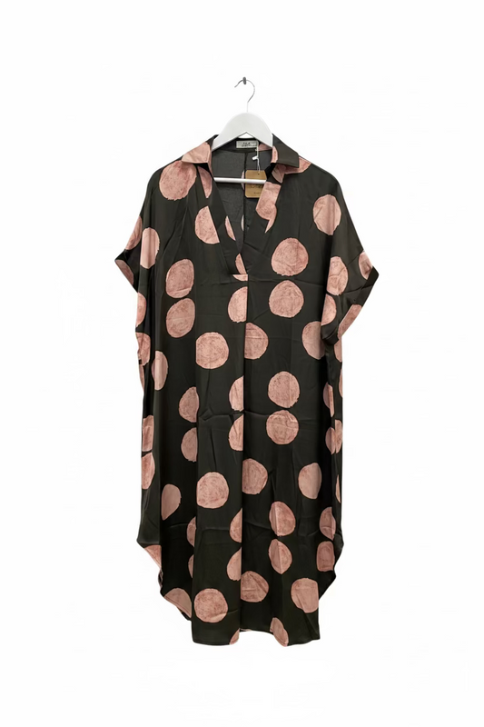 vestido topos rosas