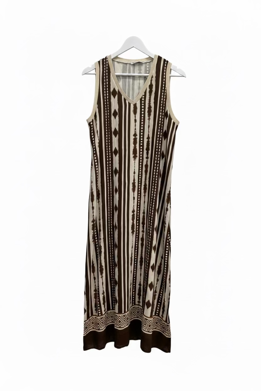 vestido estampado de lino