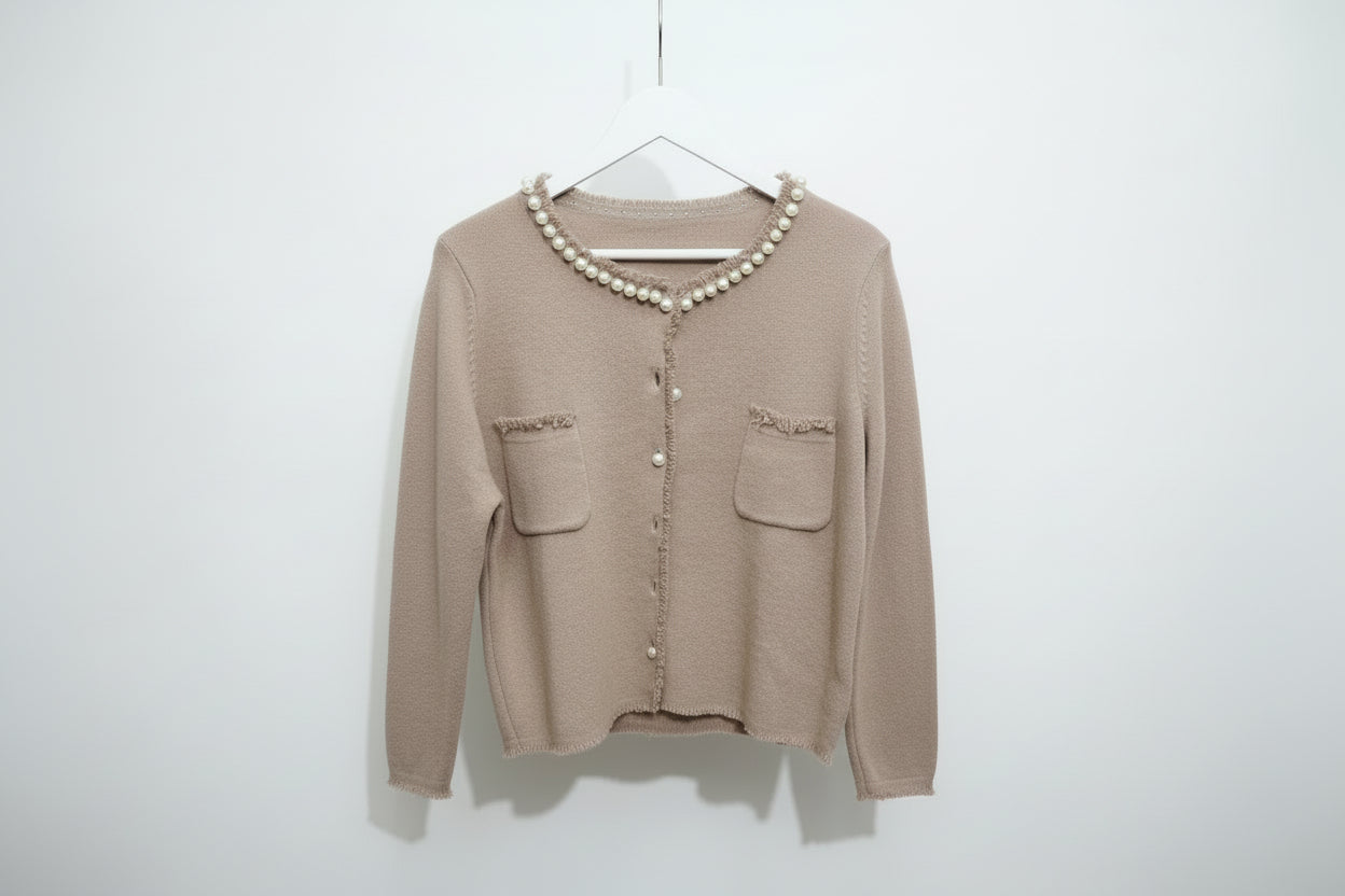 Chaqueta de punto perlas