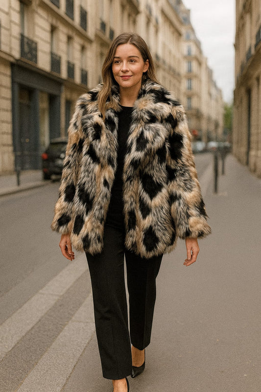 Abrigo pelo tonos grises