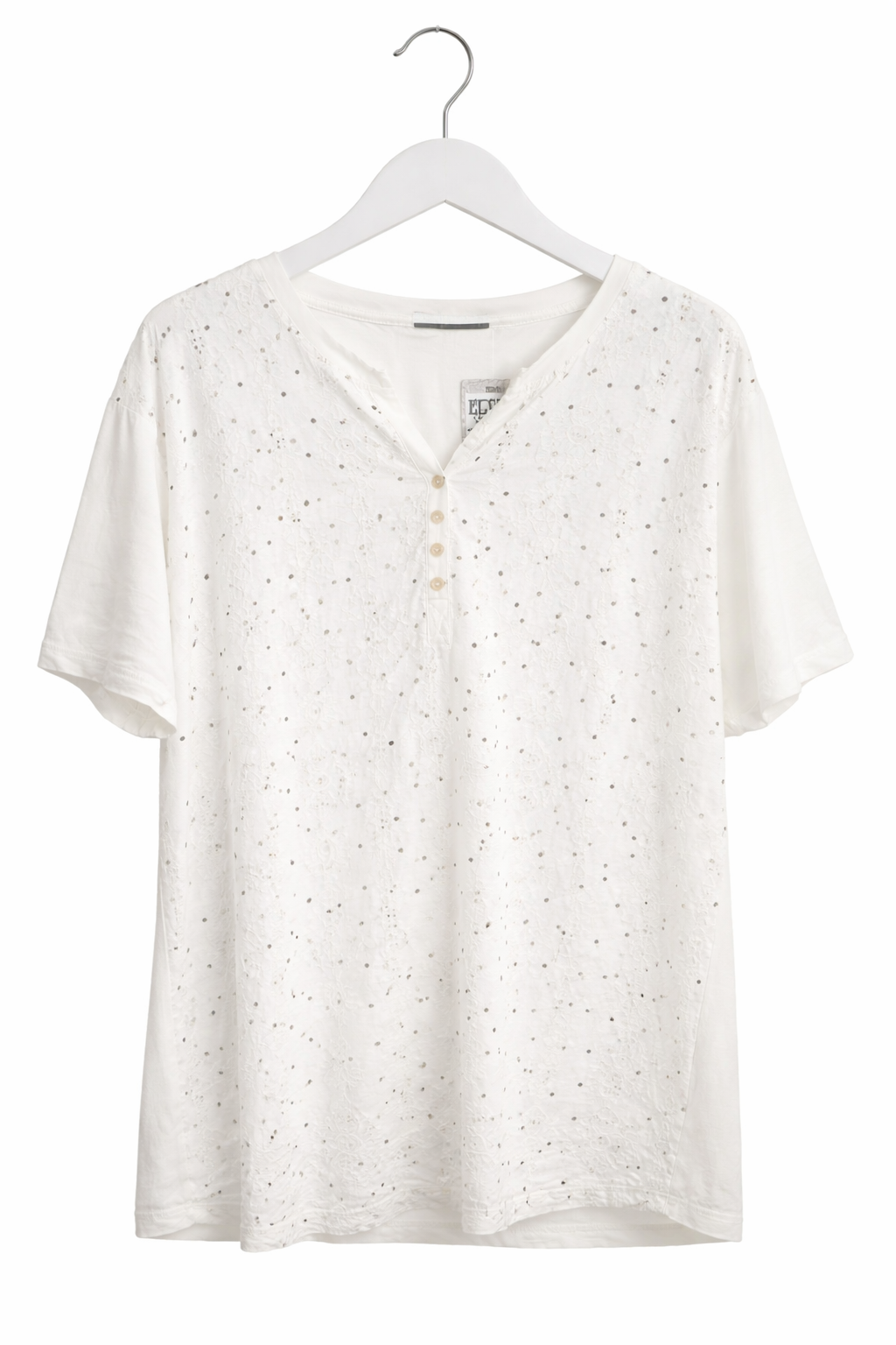 Camiseta bordada con botones Novedades